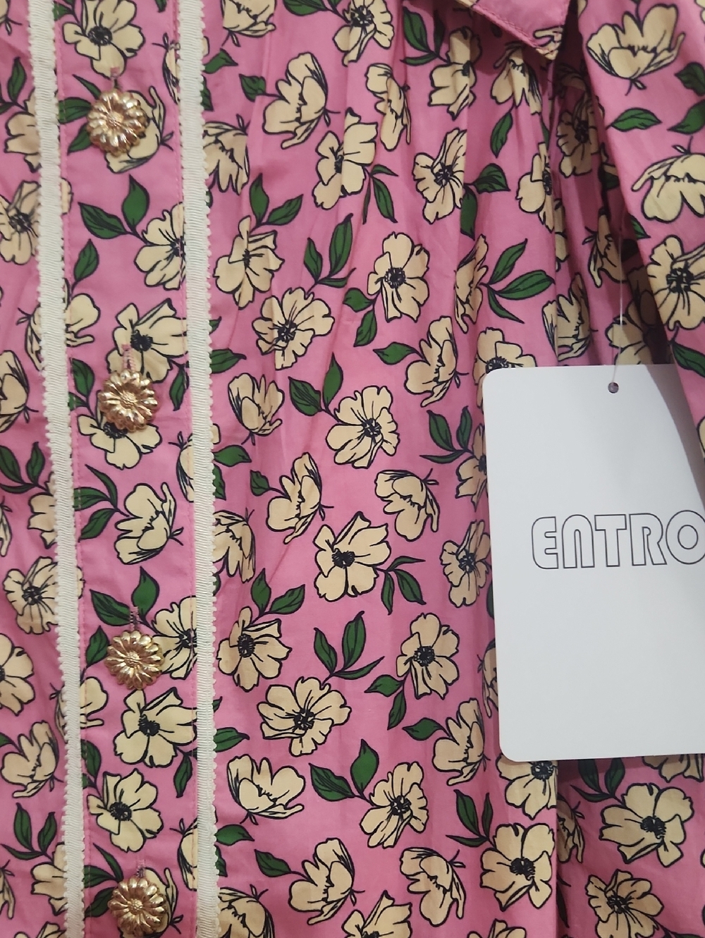 Entro Cottagecore Retro Prairie Coquette Coastal Floral Ruffle Hem Dress Size Sm - Picture 4 of 11